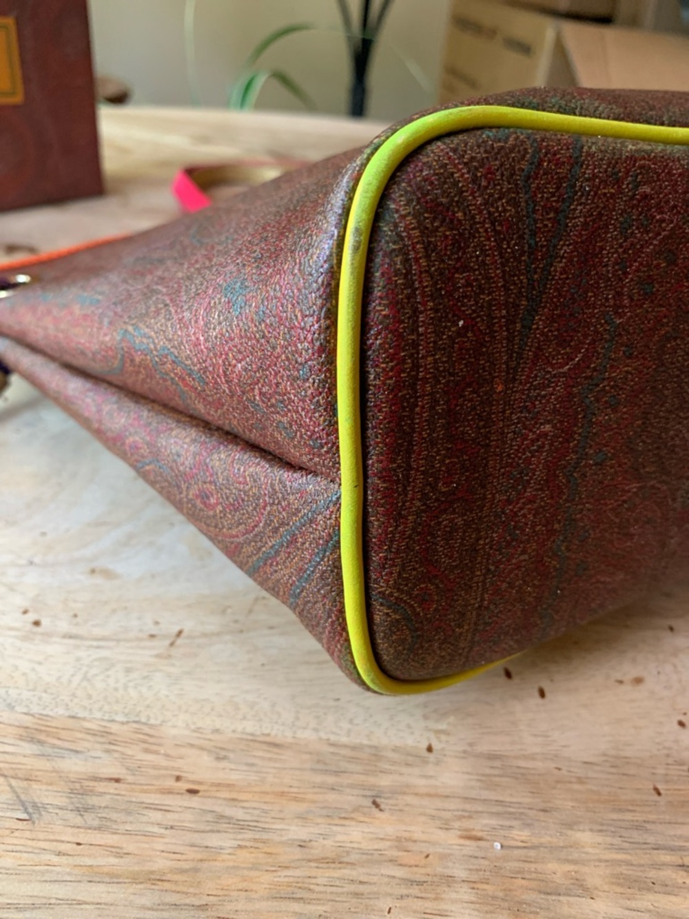 ETRO Paisley Shopping Tote with Pink Handles and Orange/Yellow Trim - Picture 11 of 17